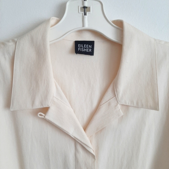 Eileen Fisher Silk Cotton Blouse Button Front 12 - Picture 2 of 8